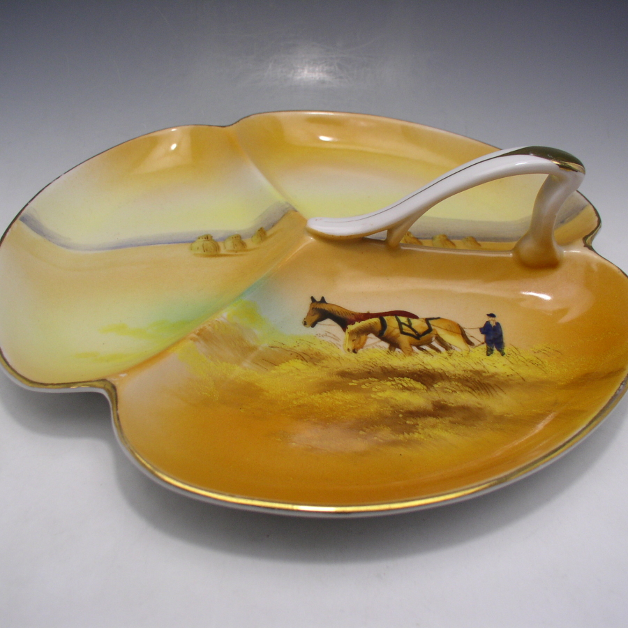 オールドノリタケ 牧場馬風景文サービングディッシュ