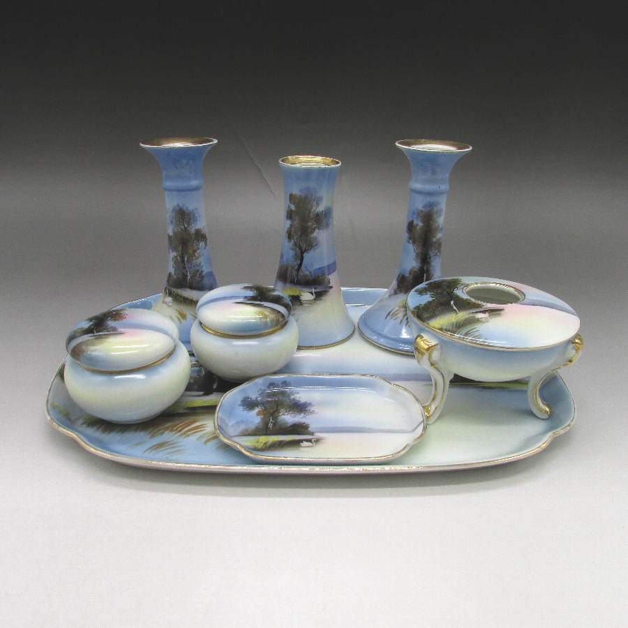 オールドノリタケ 幻想湖畔白鳥文ドレッサーセット