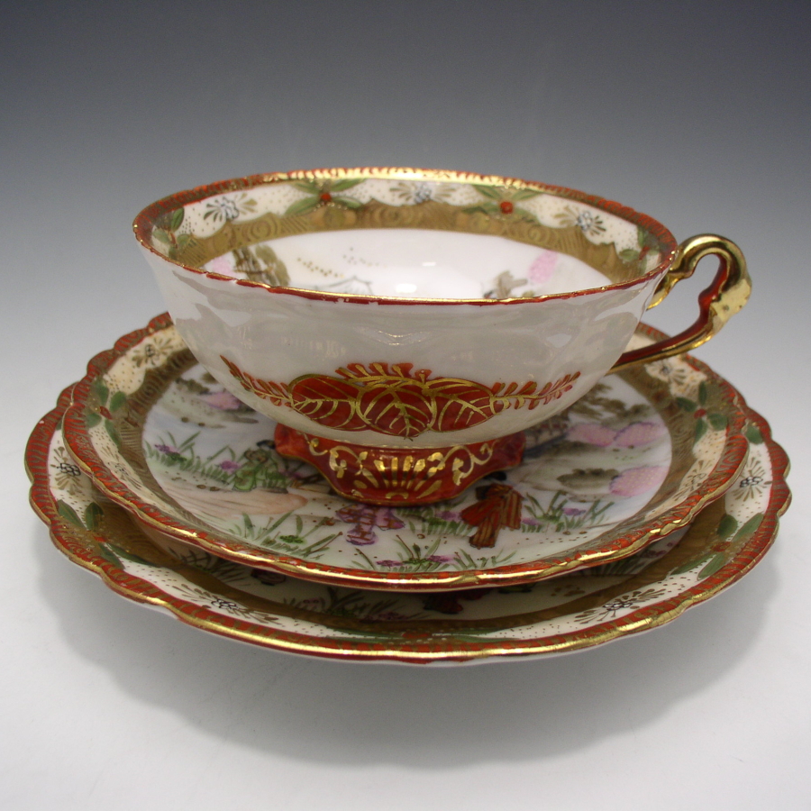 オールドノリタケ オリエンタル芸者文トリオ