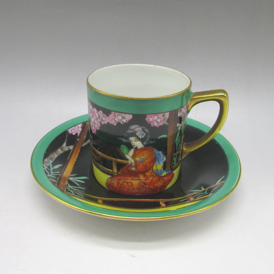 オールドノリタケ オリエンタル芸者文デミタスカップ&ソーサー