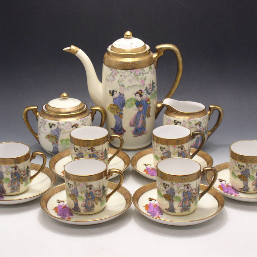 オールドノリタケ オリエンタル芸者文ティーセット