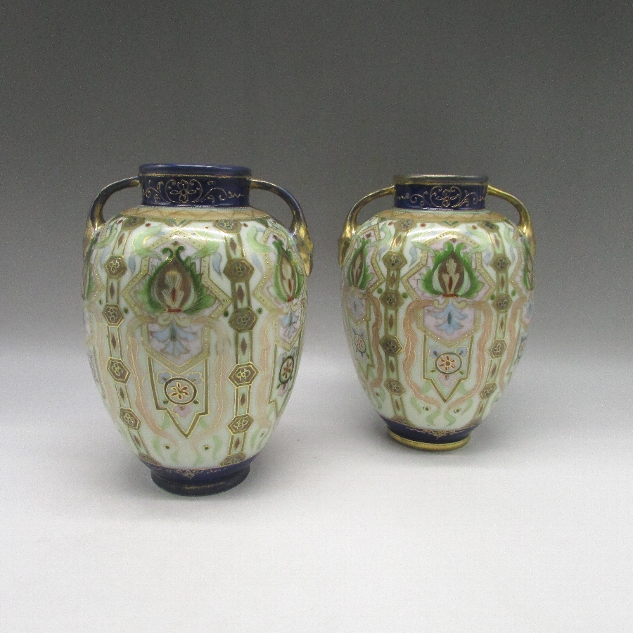 オールドノリタケ 金彩エジプシャン文様花瓶一対