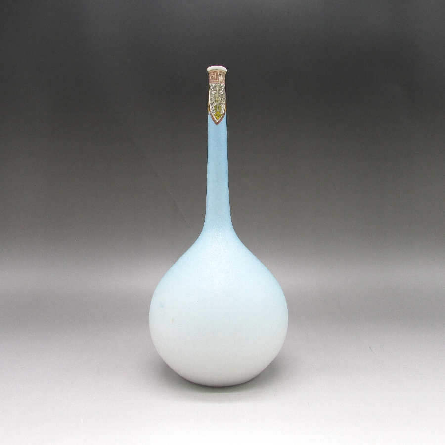 石目焼 鮫肌紋章文瓢箪型花瓶