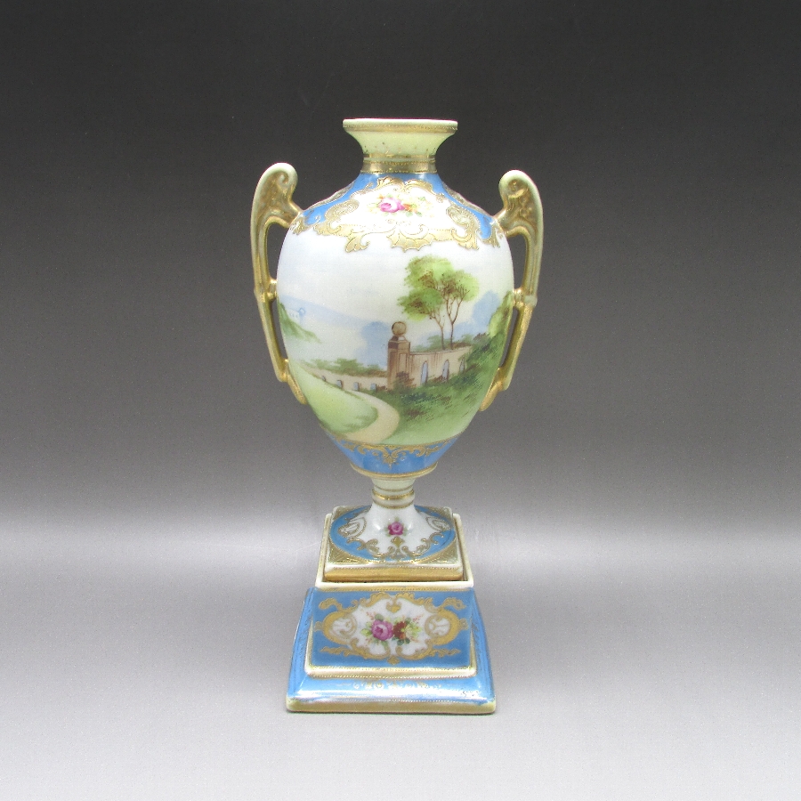 オールドノリタケ 金彩古城風景文飾壷