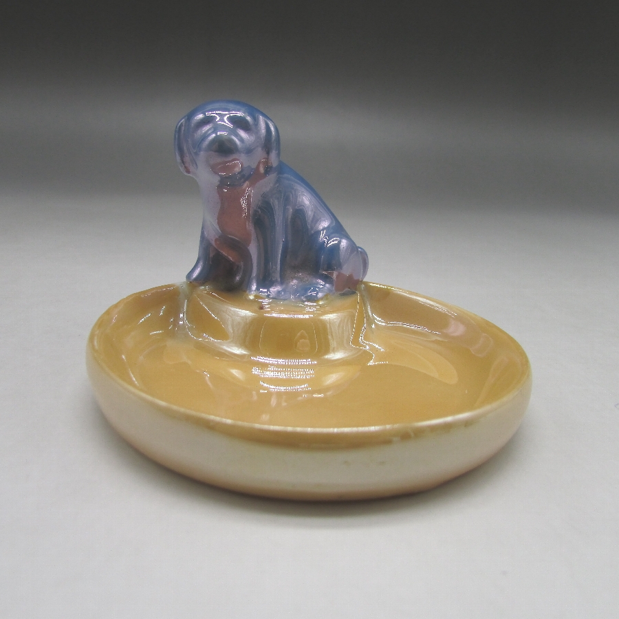 オールドノリタケ 犬フィギュア付ピンディッシュ