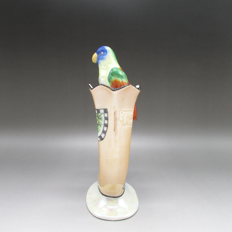 オールド・ジャパン アールデコ鳥フィギュア付二穴花瓶 u5194_14