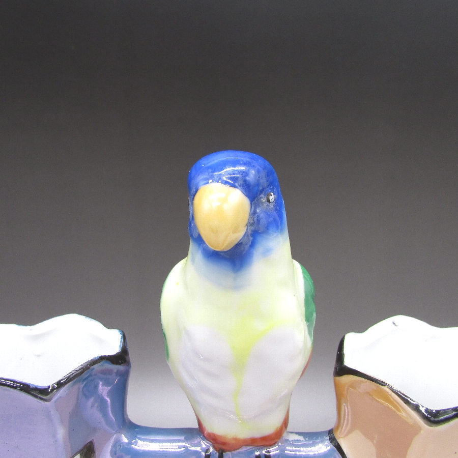 オールド・ジャパン アールデコ鳥フィギュア付二穴花瓶 u5194_02