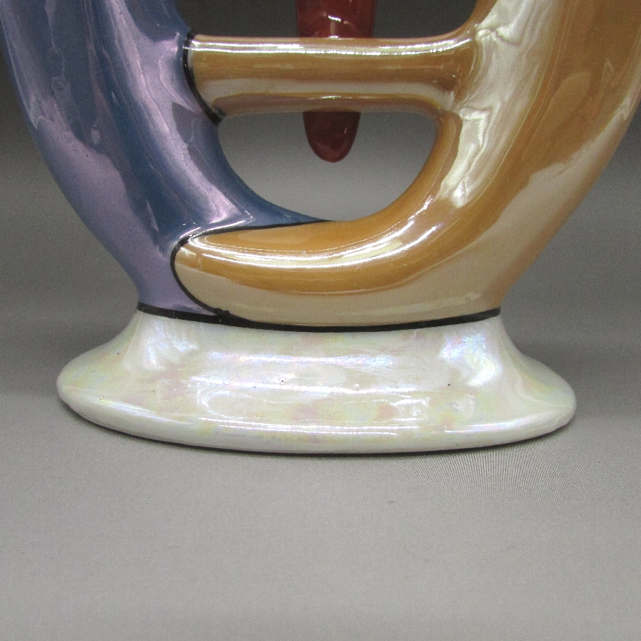 オールド・ジャパン アールデコ鳥フィギュア付二穴花瓶 u5194_04