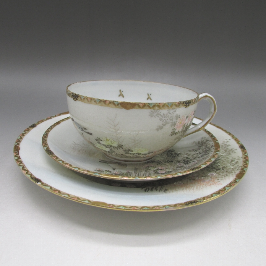 横浜焼 鳥風景文トリオ