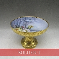 オールドノリタケ ゴールドエッチング薔薇木立風景文コンポート