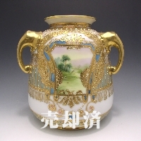 オールドノリタケ 金盛ジュール風景文花瓶