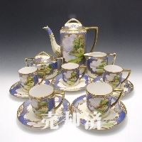 オールドノリタケ 湖畔風景文デミタスセット