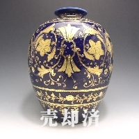 オールドノリタケ コバルト金盛唐草文花瓶