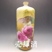 オールドノリタケ 山岳風景薔薇文花瓶