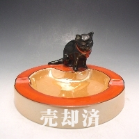 オールドノリタケ 猫フィギュア付皿
