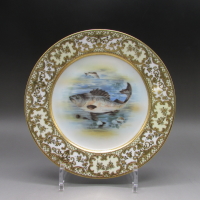 オールドノリタケ 金盛り魚文飾皿