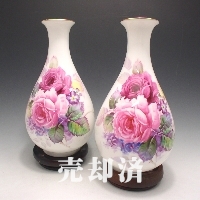 プレミアノリタケ S.Ohashiサイン入り薔薇文花瓶一対