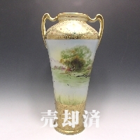 オールドノリタケ ビーディングジュール湖畔風景文花瓶