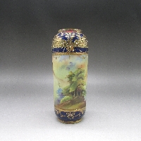 オールドノリタケ コバルト金盛山水風景文花瓶