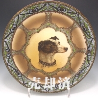 オールドノリタケ 犬文エナメル盛り飾皿