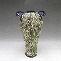 オールド・ニッポン コバルト盛上草花文花瓶