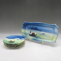 オールドノリタケ 船釣人文プレート7枚セット