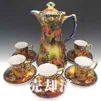 オールドノリタケ コバルト黒フサスグリ模様チョコレートセット