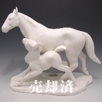 プレミアノリタケ ボーンチャイナ親子馬の置物