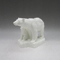 プレミアノリタケ ボーンチャイナの親子熊の置物