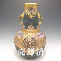 オールドノリタケ 盛り上げ鳥文花瓶