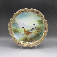 オールドノリタケ 花押サイン入り鳥文飾皿