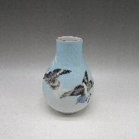 石目焼 鮫肌鳥文花瓶