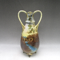 ロイヤルニシキ オリエンタル風景文サイン入花瓶