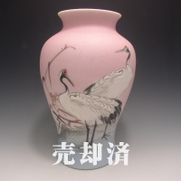 石目焼 鮫肌鶴文花瓶