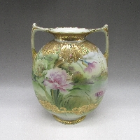 オールドノリタケ ジュール湖畔風景花文花瓶