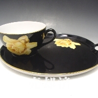 プレミアノリタケ 黒地黄花文スナックセット