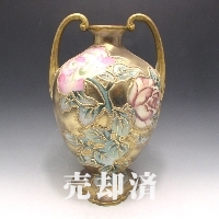 オールドノリタケ 金盛り花文花瓶