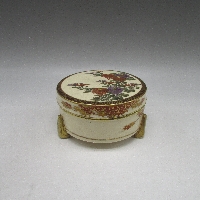 薩摩焼 章山 色絵花文香合