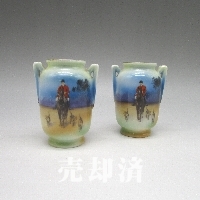 オールドノリタケ ハンティング文花瓶一対