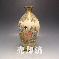 薩摩焼 寶山 金襴手花人物絵花瓶