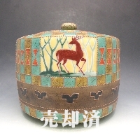 オールドノリタケ 鹿風景文カバーボックス