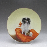 オールドノリタケ N.Hayashiサイン入シーズー犬文飾皿