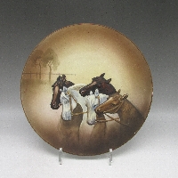 オールドノリタケ モールド馬四匹飾皿