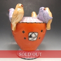 オールドノリタケ 小鳥フィギュア付ラスター彩花瓶