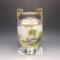 オールドノリタケ 金彩古城風景文花瓶