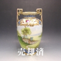 オールドノリタケ 金彩古城風景文花瓶