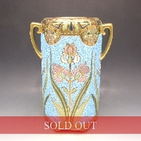 オールドノリタケ エナメル盛りジュール花文花瓶