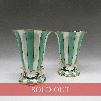 オールドノリタケ アールデコ縦縞文様花瓶一対