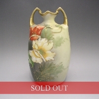 オールドノリタケ 金彩赤白花文把手付花瓶