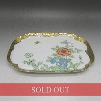 オールドノリタケ 金彩蝶赤花文トレー